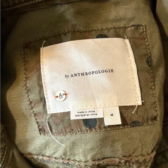Anthropologie Women's Sage Green Utility Jacket Size Medium Button Closure - Picture 5 of 5